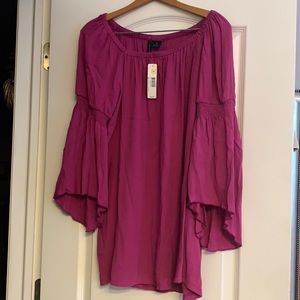 Bell sleeves plum top